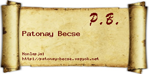 Patonay Becse névjegykártya